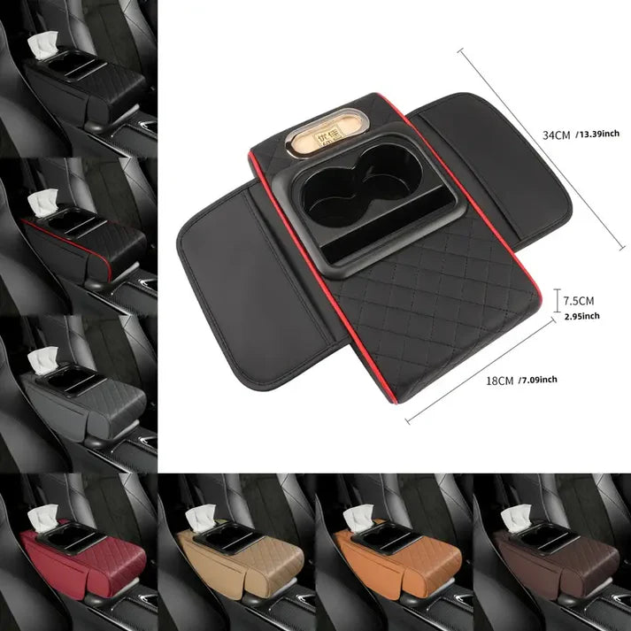 Multipurpose Car Console Cushion with Cup Holder & Tissue Compartment | Universal Design