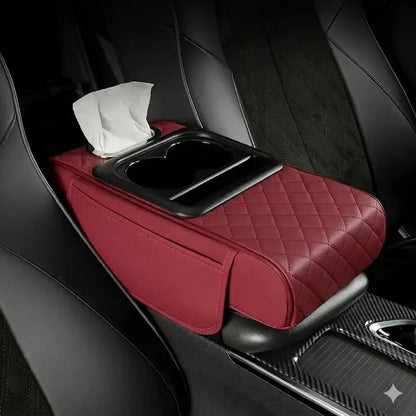 Multipurpose Car Console Cushion with Cup Holder & Tissue Compartment | Universal Design
