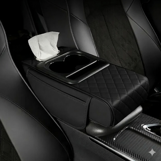 Multipurpose Car Console Cushion with Cup Holder & Tissue Compartment | Universal Design