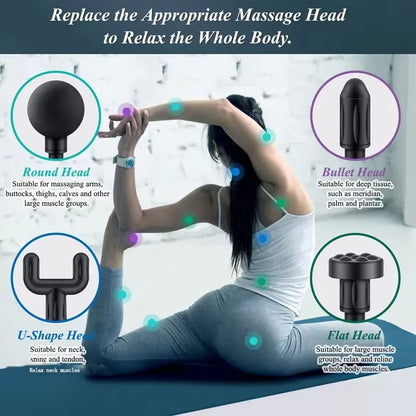 4 Head Massage Gun – Portable Deep Tissue Percussion Massager with 6 Speeds