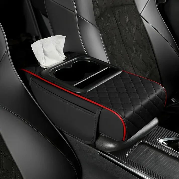 Multipurpose Car Console Cushion with Cup Holder & Tissue Compartment | Universal Design