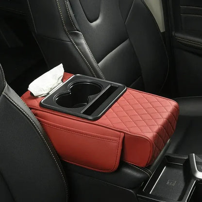 Multipurpose Car Console Cushion with Cup Holder & Tissue Compartment | Universal Design